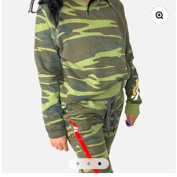 Babsie Camo Hip Length Semi Crop Sweatshirt - Neon Stars - Picture 3 of 7